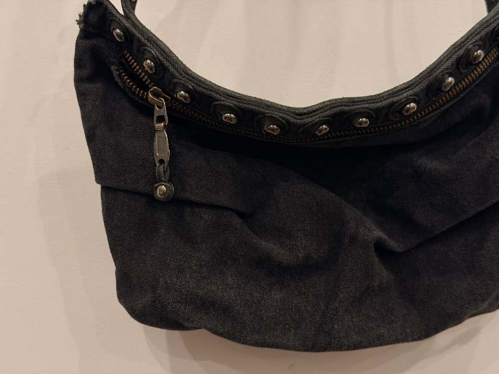 Diesel Black Studded Denim Shoulder Bag - Picture 3 of 4